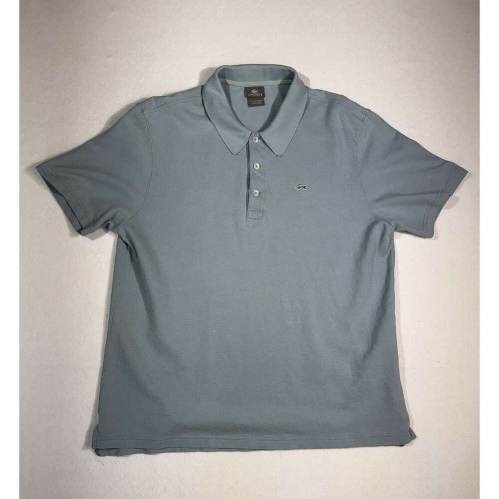 Lacoste Men’s Polo Shirt Size 7 2XL Light Blue Cotton Mesh Alligator Logo